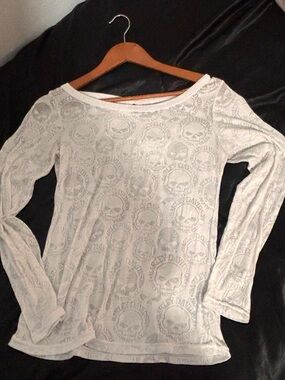 Harley Davidson Burnout Top Willie G Skull Allover Print Daytona Beach M